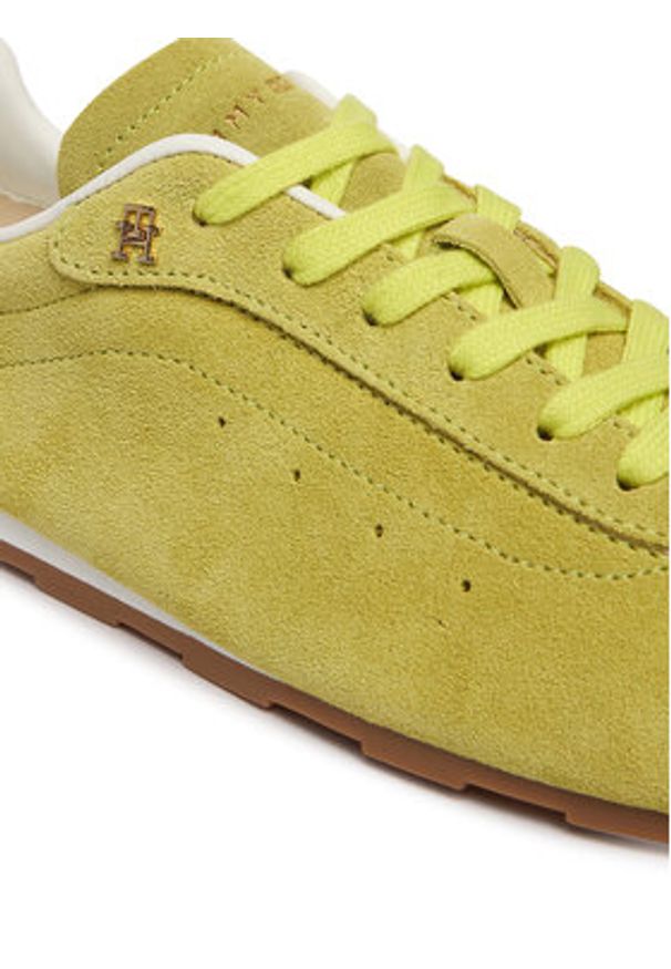 TOMMY HILFIGER - Tommy Hilfiger Sneakersy Th Bella Low Runner Suede FW0FW09189 Zielony. Kolor: zielony. Materiał: zamsz, skóra