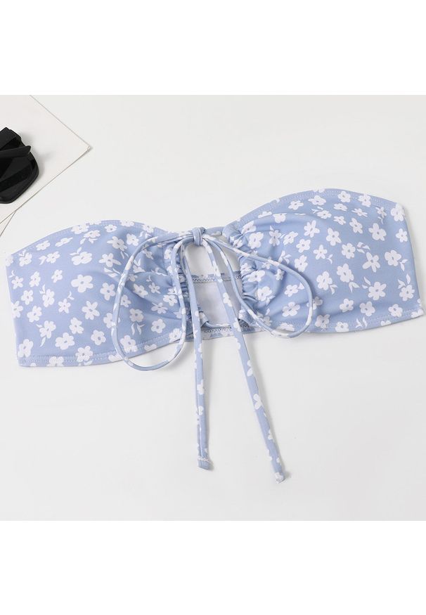Intica - Strój kąpielowy bikini z figami i topem bandeau na plażę Donaldina. Kolor: niebieski. Materiał: materiał
