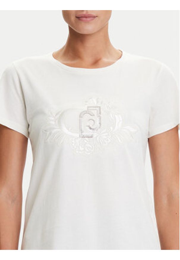 Liu Jo Sport T-Shirt TF5162 JS923 Écru Regular Fit. Materiał: bawełna. Styl: sportowy