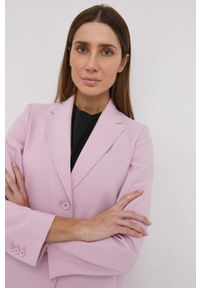Weekend Max Mara Marynarka jednorzędowa gładka. Kolor: różowy. Materiał: materiał. Wzór: gładki. Styl: klasyczny #1
