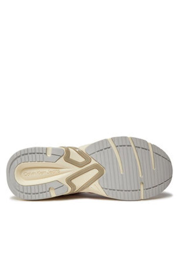 Calvin Klein Jeans Sneakersy Retro Tennis Su-Mesh YM0YM00589 Beżowy. Kolor: beżowy. Materiał: skóra