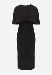 Renee - Czarna Sukienka VICES o Dopasowanym Kroju z Narzutką Kelaleno. Okazja: na randkę, na imprezę. Kolor: czarny. Materiał: poliester. Długość rękawa: na ramiączkach. Typ sukienki: dopasowane #7