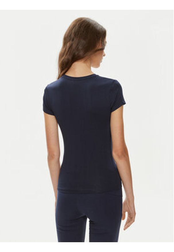 Gina Tricot T-Shirt 21287 Granatowy Slim Fit. Kolor: niebieski. Materiał: wiskoza