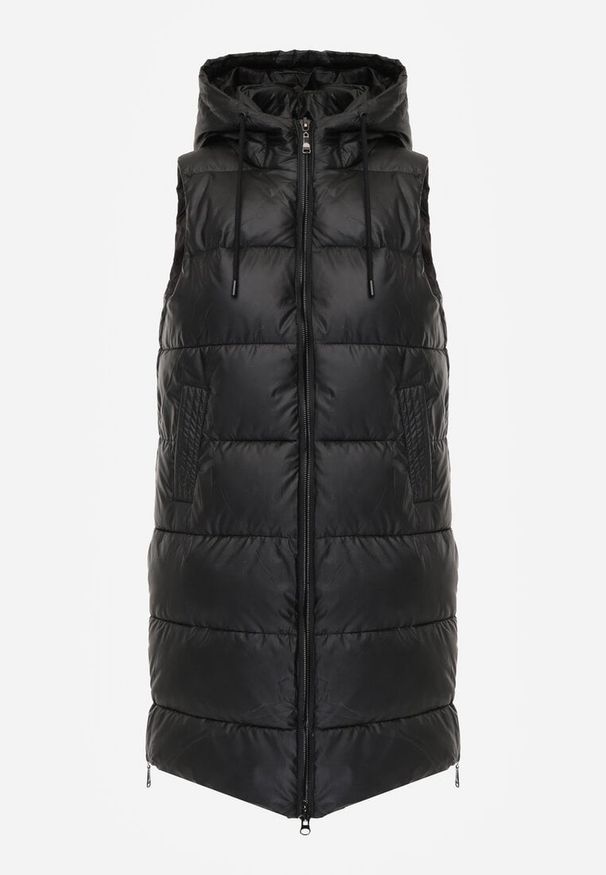 Renee - Czarna Długa Kamizelka z Pikowaniem i Obustronnym Suwakiem Wetessa. Kolor: czarny. Długość: długie