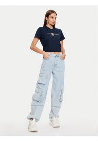 Tommy Jeans T-Shirt Crest Linear DW0DW18795 Granatowy Regular Fit. Kolor: niebieski. Materiał: bawełna #4