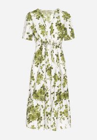 Born2be - Zielona Sukienka z Bawełny Ażurowa w Kwiaty z Rozkloszowanym Dołem Florbia. Okazja: na co dzień. Kolor: zielony. Materiał: bawełna. Długość rękawa: krótki rękaw. Wzór: kwiaty, ażurowy. Sezon: wiosna. Typ sukienki: rozkloszowane. Styl: klasyczny, casual #7