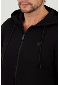 Guess - GUESS Czarna męska bluza z kapturem Hooded Sweatshirt, Rozmiar S. Typ kołnierza: kaptur. Kolor: czarny