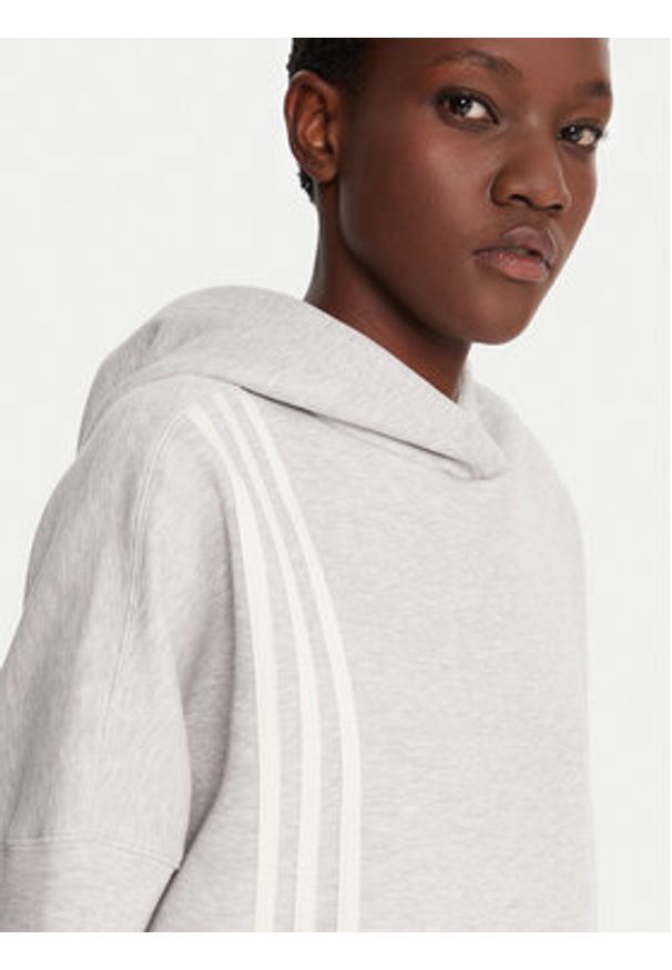 Adidas - adidas Bluza Off Placed 3-Stripes JW3596 Szary Regular Fit. Kolor: szary. Materiał: bawełna