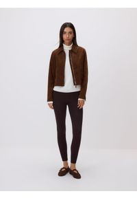 Reserved - Bawełniane legginsy - ciemnobrązowy. Kolor: brązowy. Materiał: bawełna #1