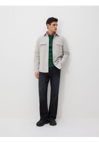 Reserved - Kurtka koszulowa z kołnierzem - jasnoszary. Kolor: szary. Materiał: tkanina, wiskoza #1