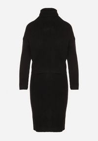 Born2be - Czarny Komplet Dzianinowy z Wełną i Bawełną Golf i Dopasowana Sukienka Reilaia. Kolor: czarny. Materiał: dzianina, bawełna, wełna. Sport: golf #3