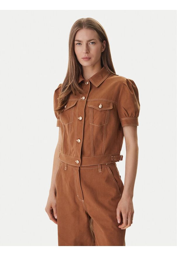 Guess Kurtka jeansowa W6GL08 W1804 Brązowy Regular Fit. Kolor: brązowy. Materiał: syntetyk