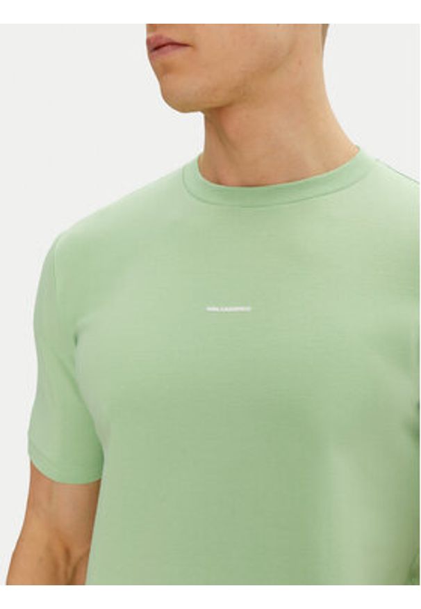 Karl Lagerfeld - KARL LAGERFELD T-Shirt 755030 552235 Zielony Regular Fit. Typ kołnierza: dekolt w karo. Kolor: zielony. Materiał: bawełna