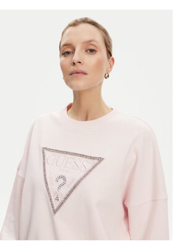 Guess Bluza W5YQ04 KC8I0 Różowy Regular Fit. Kolor: różowy. Materiał: bawełna