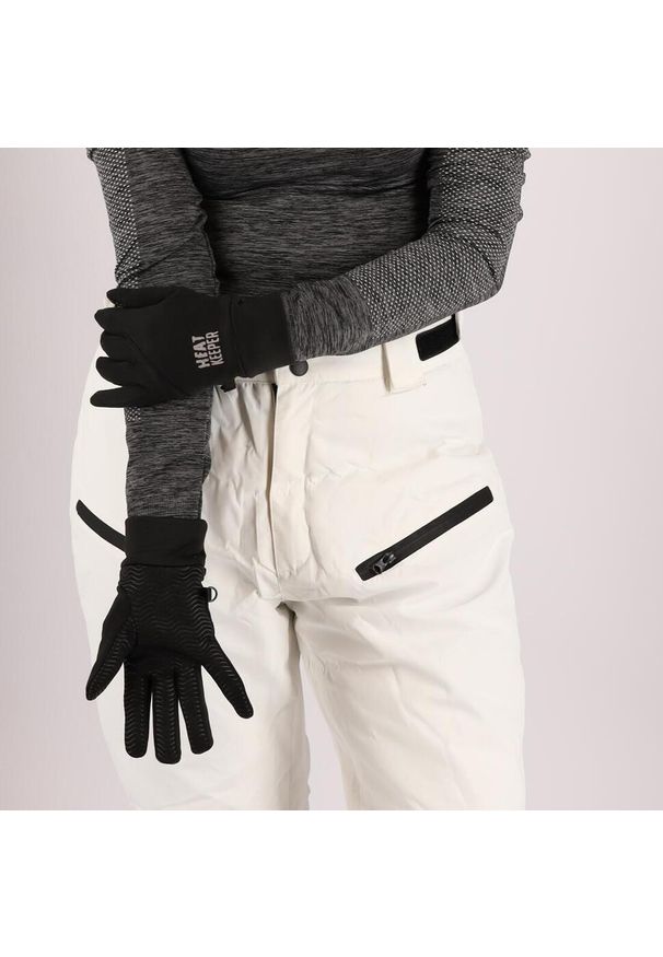 HEAT KEEPER - Termiczne rękawice sportowe z uchwytem 1 para. Kolor: czarny. Sport: turystyka piesza