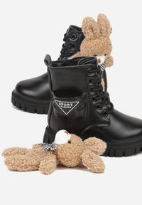Born2be - Czarne Botki Typu Workery z Królikiem 3D Zozrise. Okazja: na co dzień. Kolor: czarny. Materiał: jeans. Styl: casual #3
