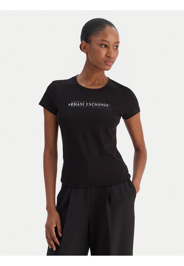 Armani Exchange T-Shirt XW002038 AF10356 UC001 Czarny Slim Fit. Kolor: czarny. Materiał: bawełna