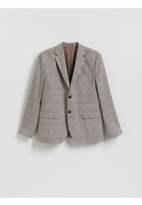 Reserved - Marynarka slim fit w kratę - brązowy. Kolor: brązowy. Materiał: wiskoza, tkanina