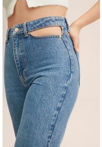 mango - Mango jeansy Cutout damskie high waist. Stan: podwyższony. Kolor: niebieski #9