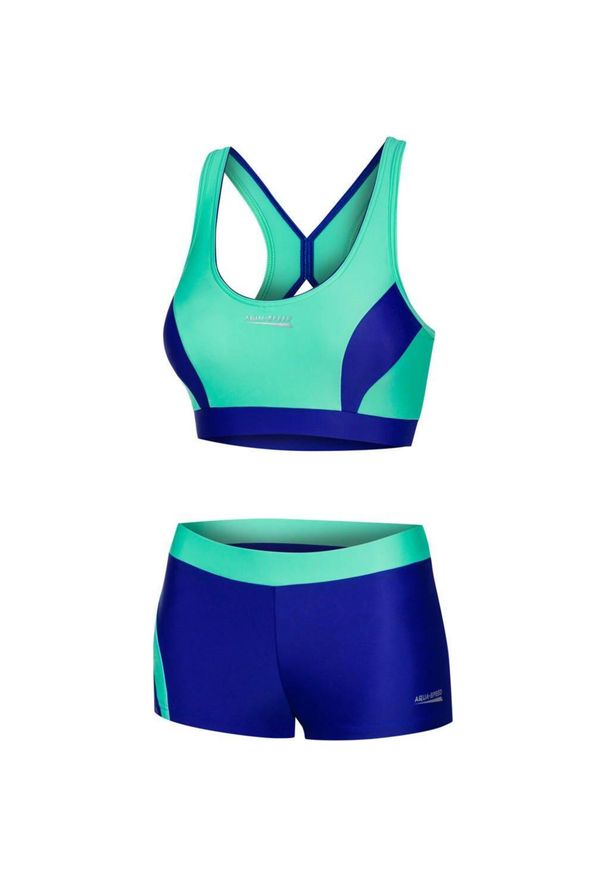 Aqua Speed - Dwuczęściowy strój pływacki damski FIONA. Kolor: zielony, wielokolorowy, niebieski