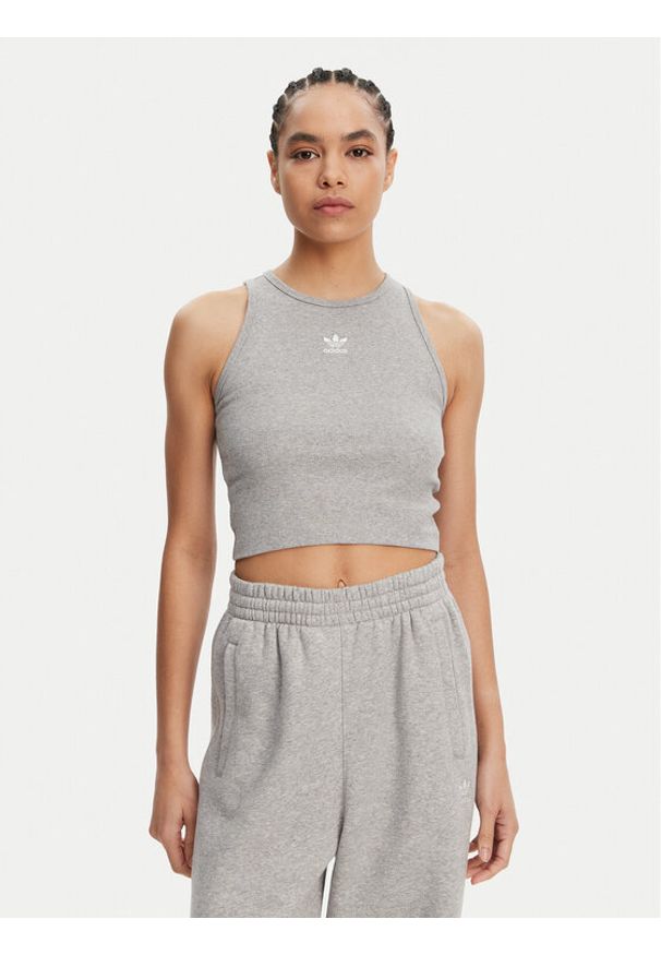 Adidas - adidas Top Essentials IY9649 Szary Slim Fit. Kolor: szary. Materiał: wiskoza, bawełna