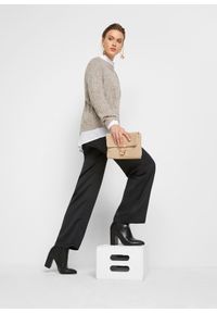 bonprix - Sweter oversize w warkocze. Kolor: beżowy. Sezon: zima #2
