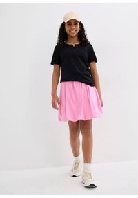 bonprix - Shirt z dekoltem henley, z czystej bawełny organicznej. Typ kołnierza: typu henley. Kolor: czarny. Materiał: bawełna. Wzór: gładki