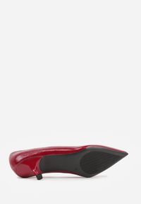 Renee - Bordowe Czółenka na Kaczuszce Rhaepheme. Kolor: czerwony. Obcas: na szpilce. Styl: elegancki. Wysokość obcasa: średni #9