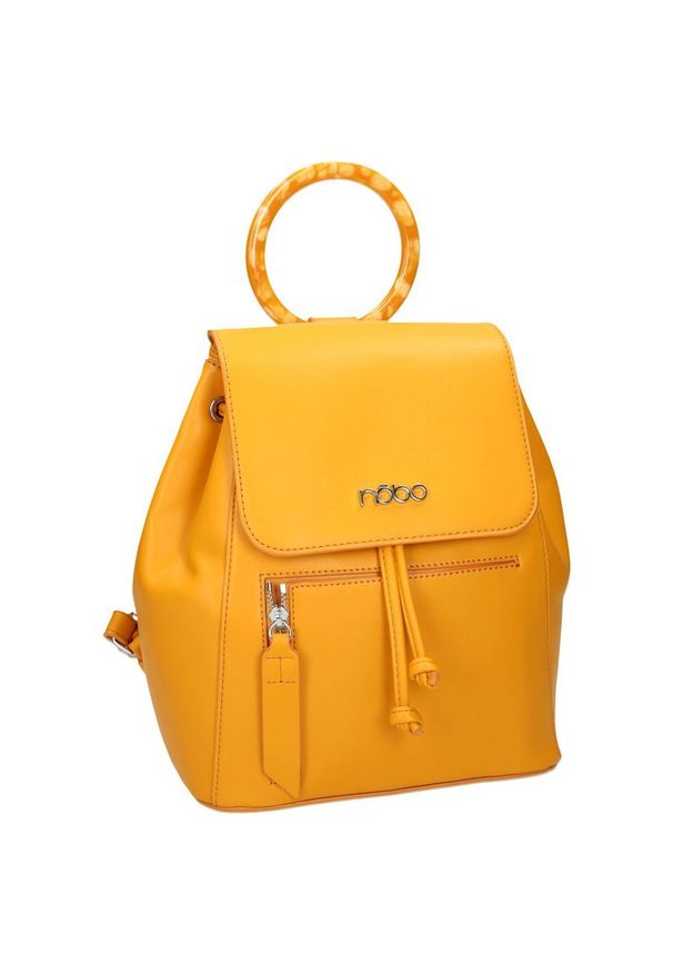 Nobo - Plecak miejski damski żółty NOBO NBAG-I3500-C002. Kolor: żółty. Materiał: skórzane