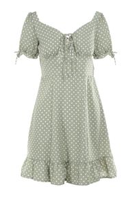 Born2be - Jasnozielona Sukienka Abin. Kolor: zielony. Wzór: aplikacja, kropki. Styl: vintage. Długość: mini #2