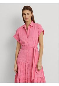 Lauren Ralph Lauren Sukienka koszulowa 200903086001 Różowy Regular Fit. Kolor: różowy. Materiał: bawełna. Typ sukienki: koszulowe #5