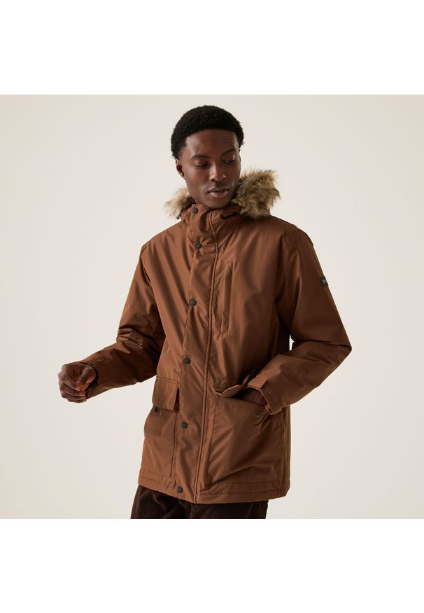 Regatta - Salinger IV męska wodoodporna ocieplana kurtka Active. Typ kołnierza: kaptur. Kolor: brązowy. Sezon: zima. Sport: turystyka piesza