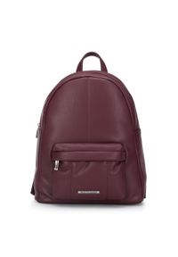 Wittchen - Damski plecak z miękkiej ekoskóry. Kolor: czerwony. Materiał: skóra ekologiczna. Wzór: haft. Styl: elegancki, sportowy #1