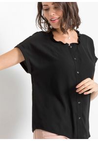 Bluzka z falbanką, oversized bonprix czarny. Kolor: czarny #2