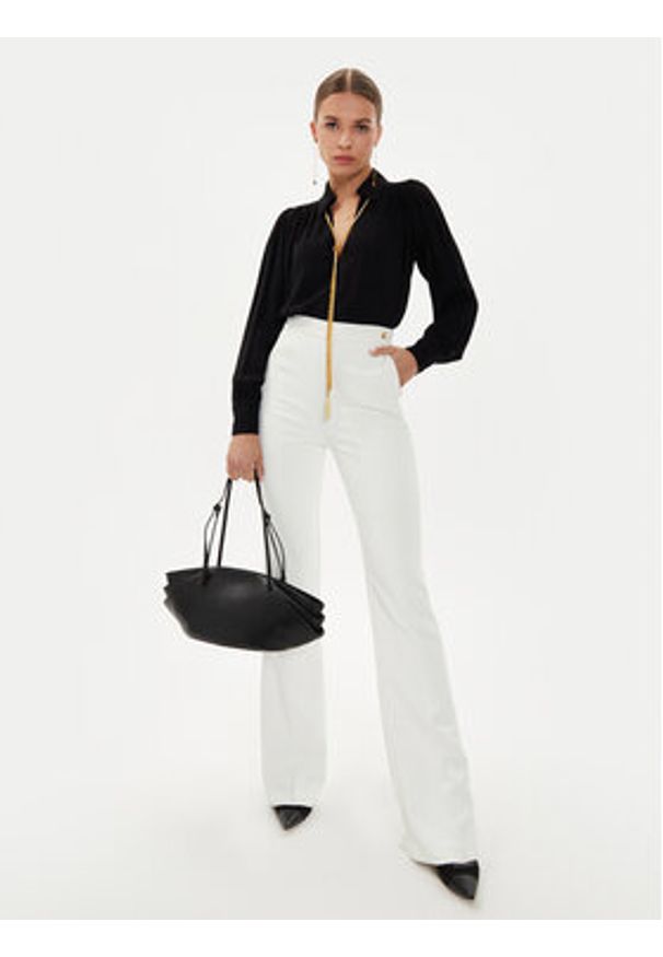 Elisabetta Franchi Bluzka CA-093-46E2-V420 Czarny Standard Fit. Kolor: czarny. Materiał: wiskoza