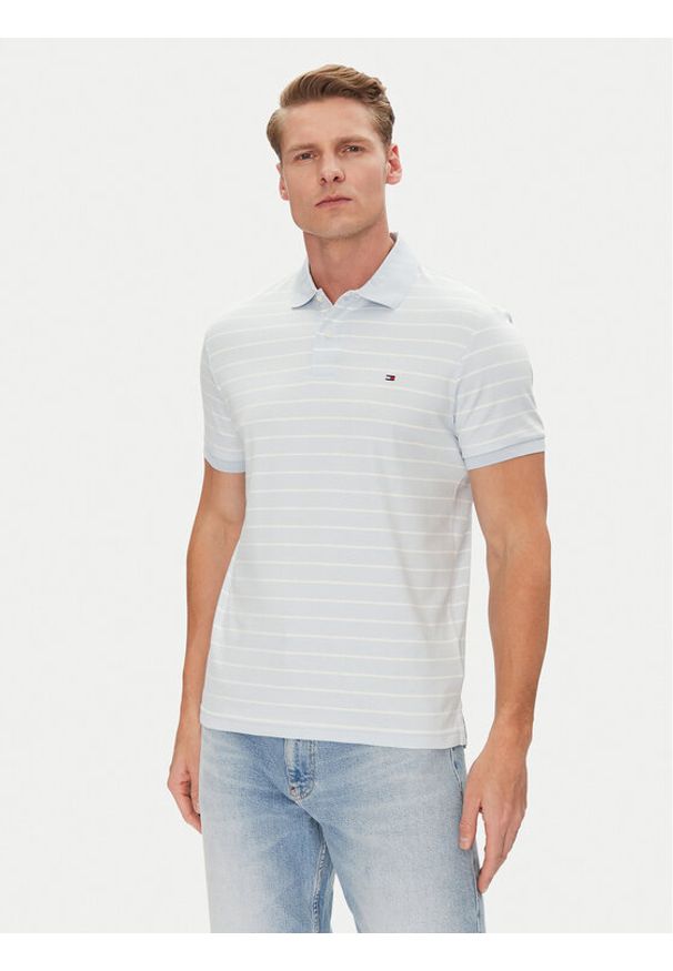 TOMMY HILFIGER - Tommy Hilfiger Polo MW0MW39994 Błękitny Regular Fit. Typ kołnierza: polo. Kolor: niebieski. Materiał: bawełna