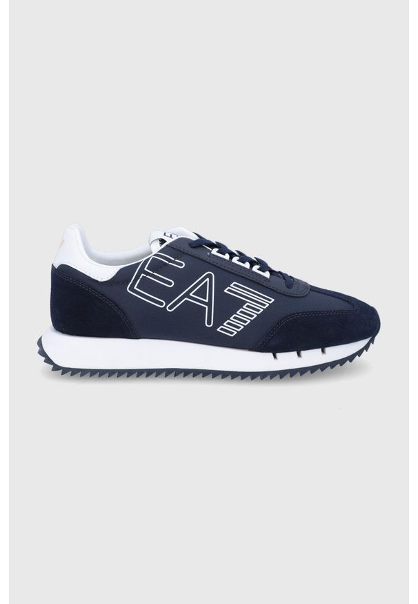 EA7 Emporio Armani buty kolor granatowy. Nosek buta: okrągły. Zapięcie: sznurówki. Kolor: niebieski. Obcas: na platformie