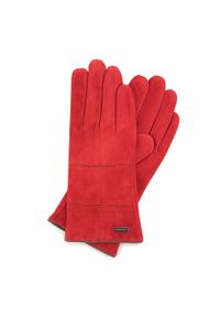 Wittchen - Damskie rękawiczki zamszowe z przeszyciami. Kolor: czerwony. Materiał: zamsz, skóra. Styl: elegancki, klasyczny #1
