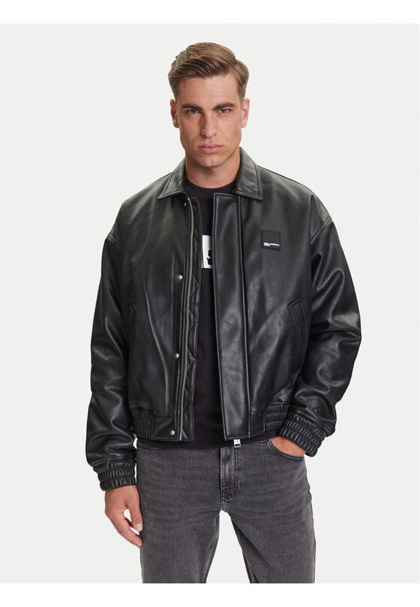 Karl Lagerfeld Jeans Kurtka z imitacji skóry A3M15035 Czarny Regular Fit. Kolor: czarny. Materiał: skóra