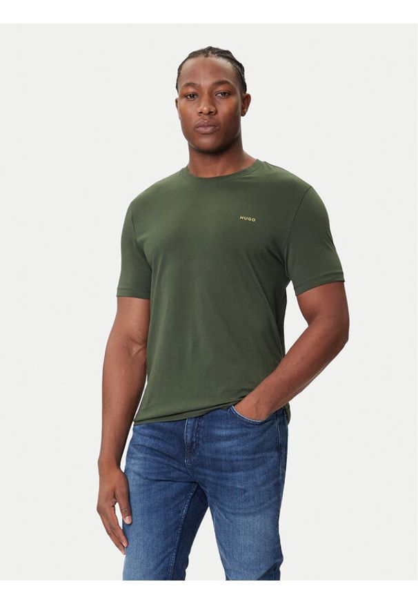 Hugo - HUGO T-Shirt Dero222 50466158 Zielony Regular Fit. Kolor: zielony. Materiał: bawełna