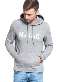 Mustang - MUSTANG BLUZA Hoody MID GREY MELANGE 1006289 4140. Typ kołnierza: kaptur. Kolor: szary