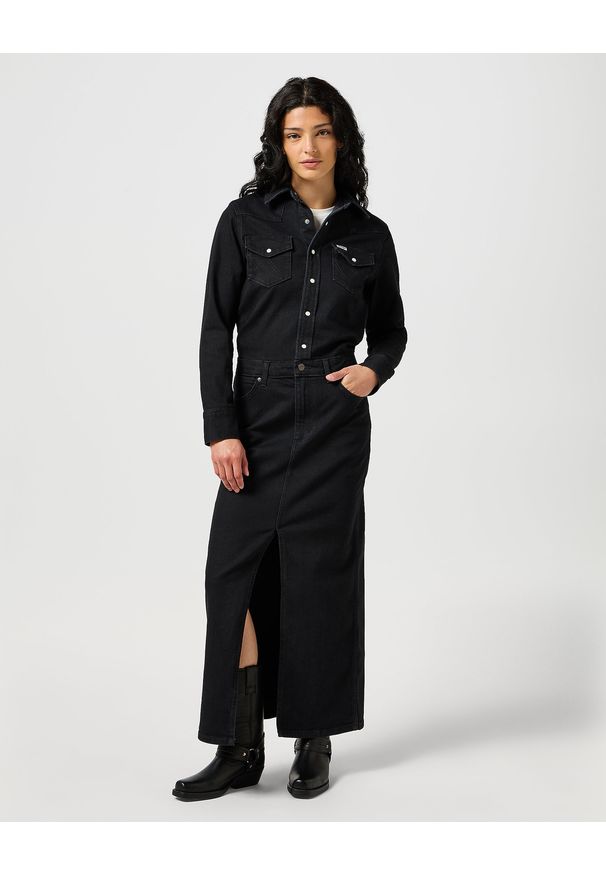 Wrangler - WRANGLER DAMSKA SUKIENKA JEANSOWA WRANGLER DENIM MATCH UP DRESS BLACK 112356782. Materiał: jeans, denim