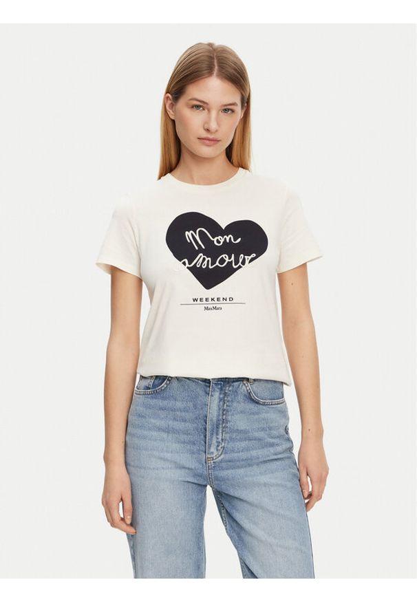 Weekend Max Mara T-Shirt Vello 2515971051 Écru Regular Fit. Kolor: kremowy. Materiał: bawełna