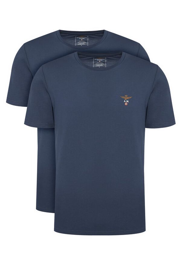 Aeronautica Militare Komplet t-shirtów AM1UTI001B Granatowy Regular Fit. Kolor: niebieski. Materiał: bawełna
