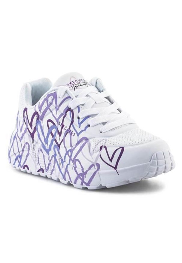 skechers - Buty do chodzenia dla dzieci Skechers Uno Lite Spread The Love. Kolor: biały. Materiał: syntetyk, materiał. Szerokość cholewki: normalna. Sport: turystyka piesza
