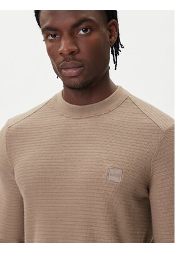BOSS Sweter Anion_S 50527584 Beżowy Regular Fit. Kolor: beżowy. Materiał: bawełna