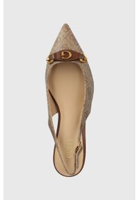 Guess szpilki SDINEE kolor beżowy z odkrytą piętą FL7SDE FAL05. Zapięcie: klamry. Kolor: beżowy. Materiał: skóra. Obcas: na szpilce. Wysokość obcasa: średni #2
