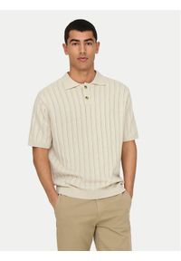 Only & Sons Polo Kent 22033463 Beżowy Regular Fit. Typ kołnierza: polo, kołnierzyk klasyczny. Kolor: beżowy. Materiał: bawełna