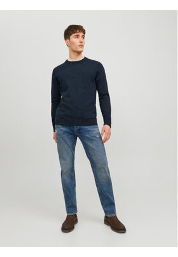 Jack & Jones - Jack&Jones Sweter Albert 12236792 Granatowy Regular Fit. Kolor: niebieski. Materiał: bawełna