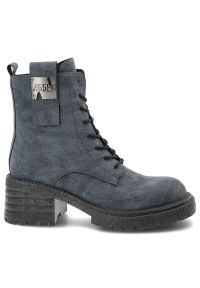 Granatowe Botki Artiker Modne Buty Damskie. Okazja: na co dzień. Kolor: niebieski. Szerokość cholewki: normalna. Obcas: na słupku. Styl: casual, klasyczny #5